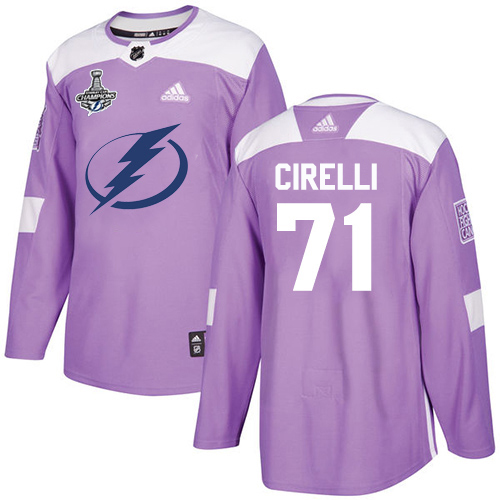 Men Adidas Tampa Bay Lightning #71 Anthony Cirelli Purple Authentic Fights Cancer 2020 Stanley Cup Champions Stitched NHL Jersey->tampa bay lightning->NHL Jersey